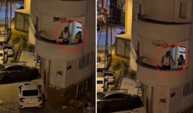 Balkona iç çamaşırı ile çıktı, komşuları uyarınca tüfekle geri döndü
