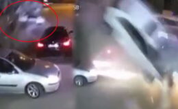 3 aracın üzerinden uçup takla attı, felaketten kıl payıyla kurtuldular