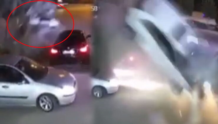 3 aracın üzerinden uçup takla attı, felaketten kıl payıyla kurtuldular