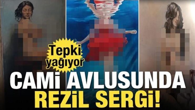 Cami avlusunda rezil sergi! Tepki yağıyor