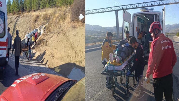 Devrilen otomobilde felaketi yaşadılar