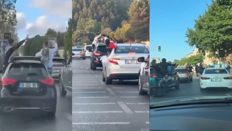 Düğün konvoyunda akılalmaz anlar: Slalom yapıp sarktılar