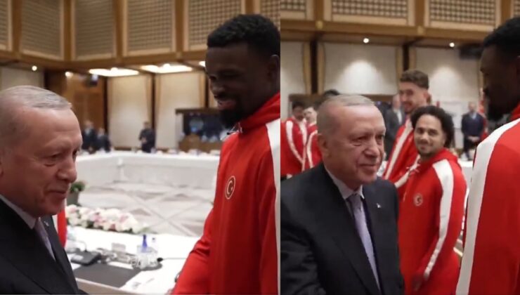 Erdoğan ile milli basketbolcu Adem Bona arasında ilginç diyalog: Türkçeyi de kaptı.