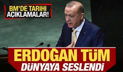 Erdoğan’dan BM’de tarihi Filistin açıklaması! Tüm dünyaya seslendi