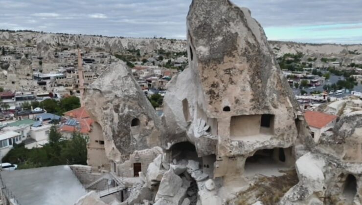 Kapadokya’da peribacasının bir kısmı yıkıldı