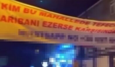 Mahalleye bu pankartı astılar, operasyonla gözaltına alındılar