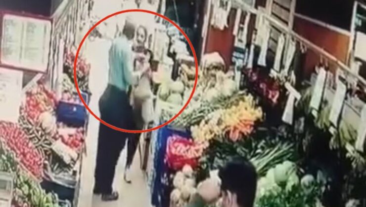 Markette dehşet anları kamerada: Tartıştığı kadına yumruk attı