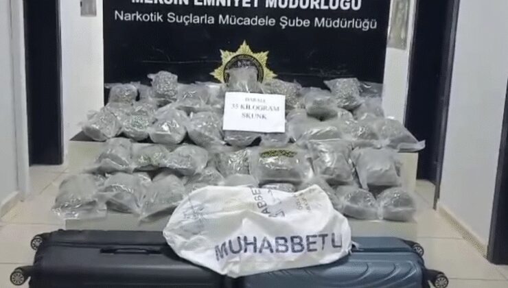 Mersin'de yolcu minibüsünde 35 kilogram uyuşturucu yakalandı