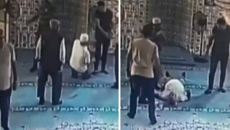 Namaz sonrası bir anda yere yığıldı! O anlar kameralarda