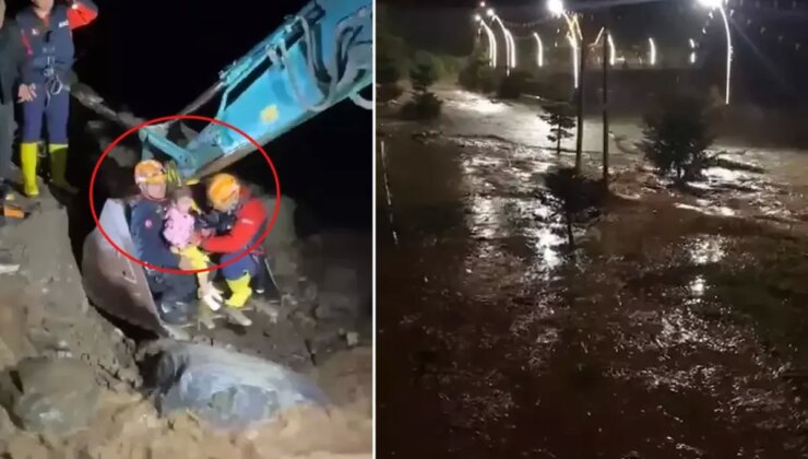 Rize’de yağış, sel ve heyelan! Vatandaşlar iş makineleriyle kurtarıldı
