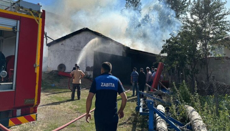 Samsun'da samanlık yangında hasar gördü