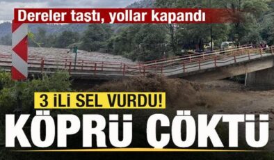 Son dakika: 3 ili sel vurdu! Köprü çöktü! Dereler taştı, yollar kapandı