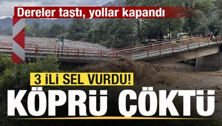 Son dakika: 3 ili sel vurdu! Köprü çöktü! Dereler taştı, yollar kapandı