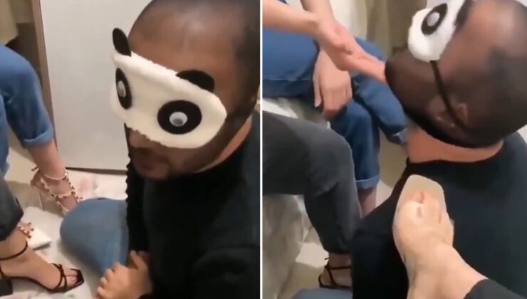 Üç kadının bir erkeği köle gibi kullandığı görüntüler sosyal medyayı karıştırdı