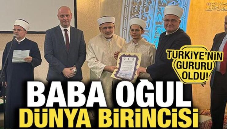 Uşaklı hafız Talha Çuhadar babası gibi dünya birincisi oldu
