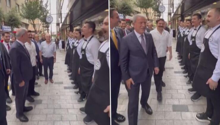 'Dikkat!' komutuyla karşılandı! Hulusi Akar, fenomen pilavcıda 'içtima' aldı