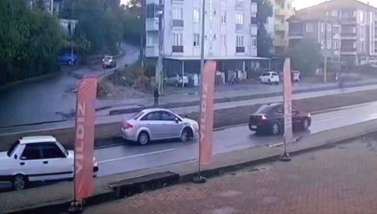 Yayaya yol vermek için duran otomobile çarptılar