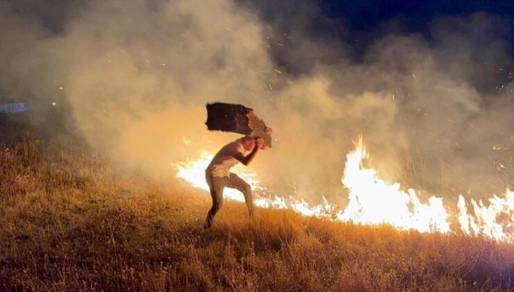 Yerleşim yeri yakınında çıkan anız yangını paniğe neden oldu