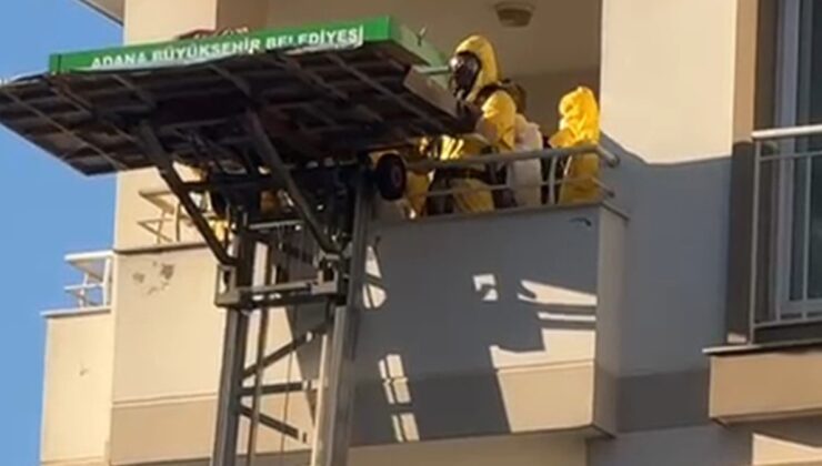 Adana'da sır ölüm: Cenaze asansörlü araçla indirildi