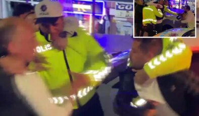 Alkollü sürücü kimlik isteyen şube müdürüne tekme attı