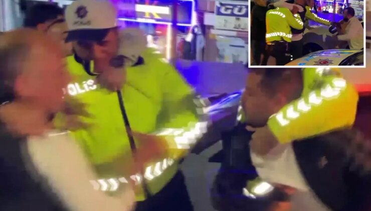 Alkollü sürücü kimlik isteyen şube müdürüne tekme attı