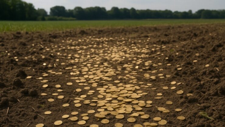 Altın dolu tarlayı görünce dondu kaldı: 800'den fazla çil çil altın tarihi değiştirdi