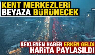 Beklenen haber erken geldi! Kent merkezleri beyaza bürünecek! Meteoroloji harita paylaştı