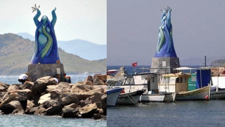 Bodrum’un 25 yıllık Ege Heykeli’nin 7 yıllık sürgünü bitti, yerine geri döndü