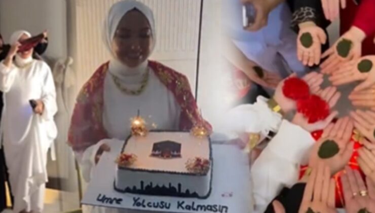 Bu da oldu! Umre kınası yapıp, Kabe temalı pasta kestiler