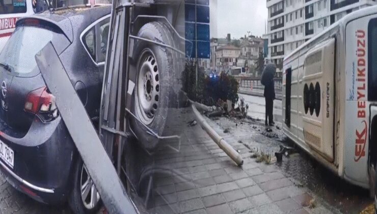 Büyükçekmece'de minibüs devrildi: 2 yaralı