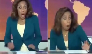 Canlı yayında inanılmaz anlar! Spikerin yüzündeki korku kamerada