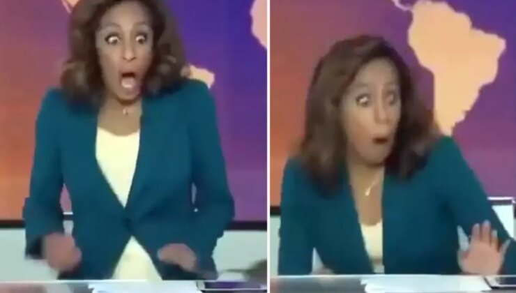 Canlı yayında inanılmaz anlar! Spikerin yüzündeki korku kamerada