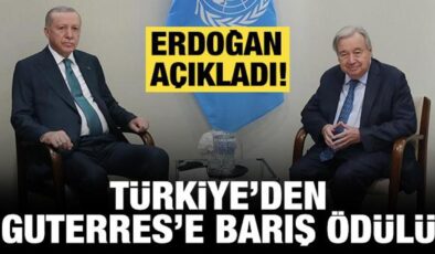 Cumhurbaşkanı Erdoğan açıkladı: Türkiye’den Guterres’e Barış Ödülü!