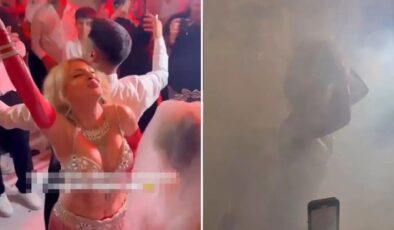 Düğündeki görüntüler olay oldu! Gelinden damada dansöz jesti