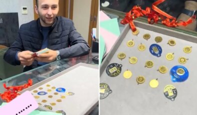 Düğünden sonra altınları çantaya dolduran damat, soluğu kuyumcuda aldı