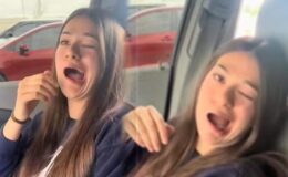 Genç kızın birden ağzı kaymaya başladı! O anlar kameraya kaydedildi