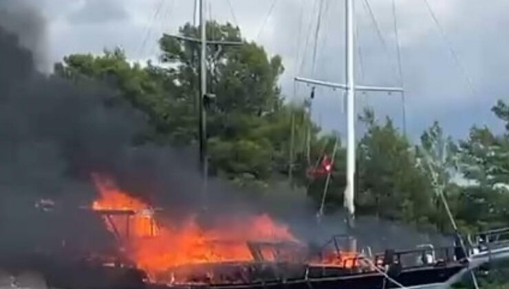 Göcek’te tekne alevlere teslim oldu
