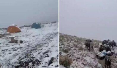 Kar yağışı aniden bastırdı, dağcılar mahsur kaldı