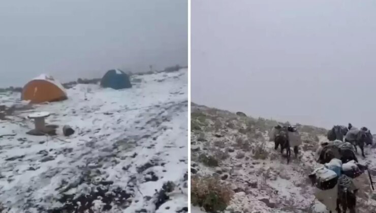 Kar yağışı aniden bastırdı, dağcılar mahsur kaldı