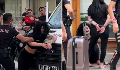 Kavga eden kadınları polis güçlükle ayırdı