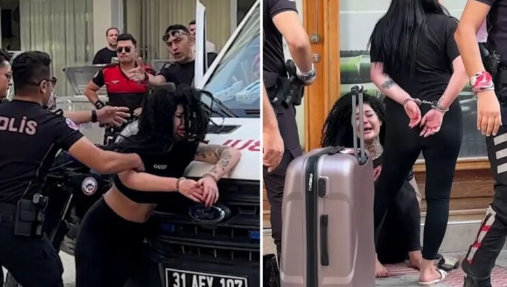 Kavga eden kadınları polis güçlükle ayırdı