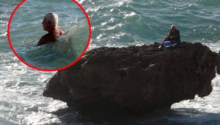 Kayalıkta mahsur kaldı, ekipleri beklemekten sıkılınca kendi kendini kurtardı