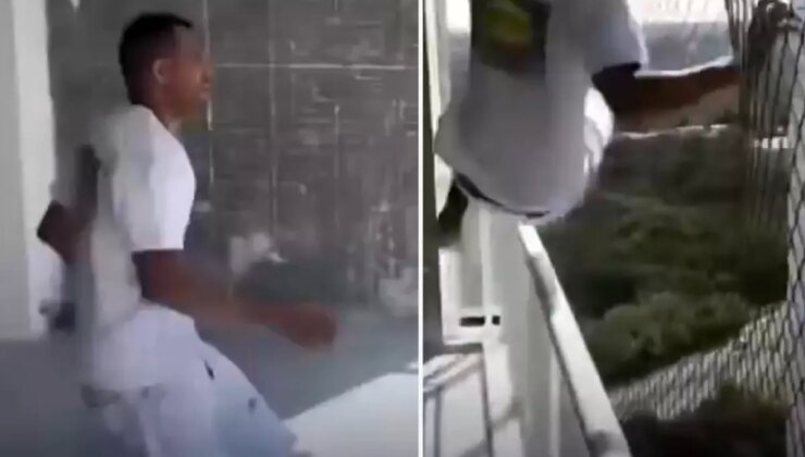 Kendi yaptığı balkon filesini böyle test etti