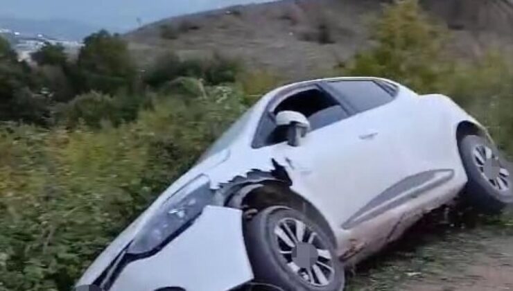 Kontrolden çıkan otomobil uçurumun eşiğinde durdu!