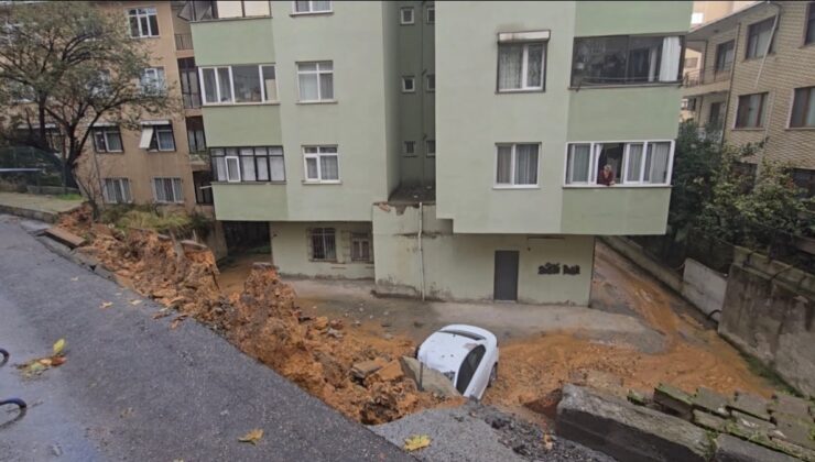 Maltepe'de istinat duvarı 3 aracın üzerine çöktü