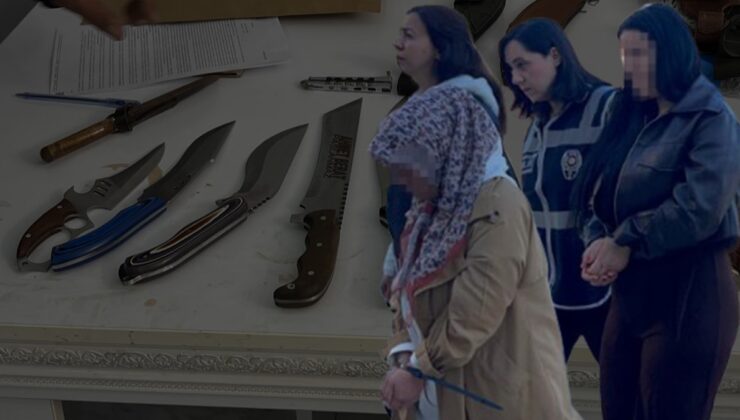 Masaj salonuna yapılan fuhuş baskınında çeşit çeşit bıçak ele geçirildi