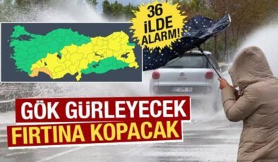 Meteoroloji’den 36 ilde sarı ve turuncu uyarı! Sağanak ve fırtına zirve yapacak