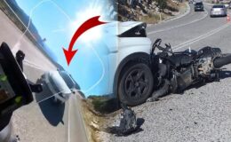 Motosiklet sürücüsü ölümünü an an kaydetti