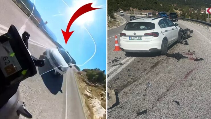 Motosiklet sürücüsünün öldüğü kaza, kask kamerasında