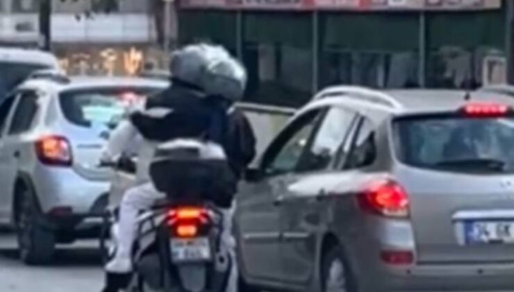Motosikletli, İstanbul trafiğini karıştırdı: Yumruk attı, ayna kırdı